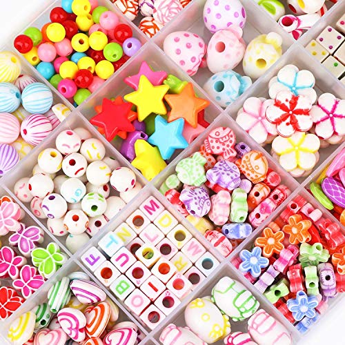 BoFeite - Bricolaje Conjunto de Cuentas, 1200PCS 24 Clases DIY Pulseras Kit Abalorios Kits para hacer bisutería Pulseras Collares de Joyas Y Cuentas para la Fabricación de Joyas para Niños