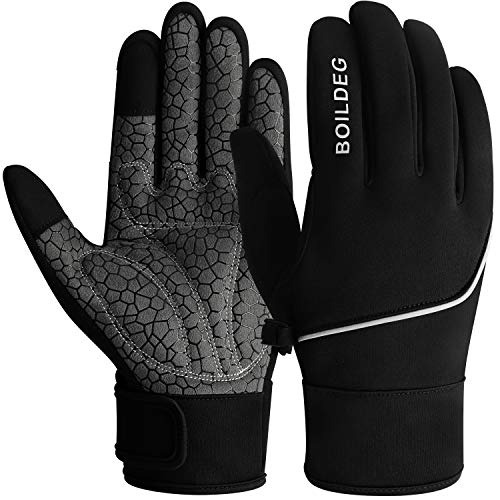 boildeg Guantes Ciclismo MTB Transpirables y con Pantalla táctil para Hombres/Mujeres (Black, M)