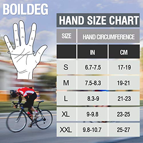 boildeg Guantes de Ciclismo de Bicicleta Guantes de Bicicleta de Carretera de Medio-Dedo para Hombres Mujeres Acolchado Antideslizante Transpirable (Gris, L)