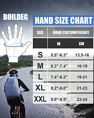 boildeg Guantes de Ciclismo,Guantes MTB,Antideslizante Pantalla Táctil,Tela Transpirable,Adecuado para Ciclismo de Montaña,Todo el Vehículo de Terreno,Bicicleta de Montaña (Negro, L)