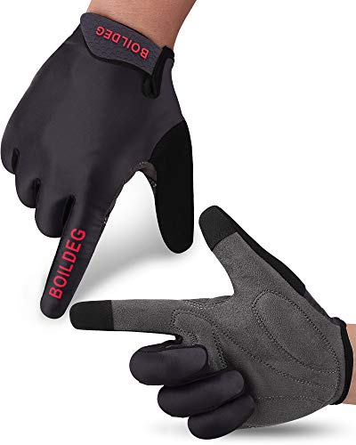 boildeg Guantes de Ciclismo,Guantes MTB,Antideslizante Pantalla Táctil,Tela Transpirable,Adecuado para Ciclismo de Montaña,Todo el Vehículo de Terreno,Bicicleta de Montaña (Negro, L)