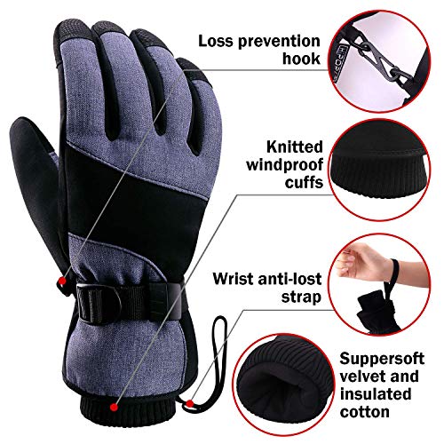 boildeg Guantes Invierno Hombre Mujer Guantes Termicos para Frio Moto Ciclismo Running Bici Gym para movil Tactiles Regalos Originales (Denim, L)