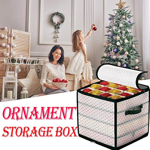 BOIZAN Caja de Almacenamiento para Bolas de Navidad, Bolsa de Almacenamiento con Cremallera Adorno de árbol de Navidad 64 Soporte de Almacenamiento de Bolas de Adornos Saco con Asas (Negro)