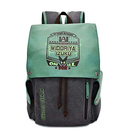 Boku No Hero Academia Mochila My Hero Academia Mochilas Deku Izuku Midoriya Mochila Escolar de Lona Mochila para Estudiantes De Vuelta a la Escuela