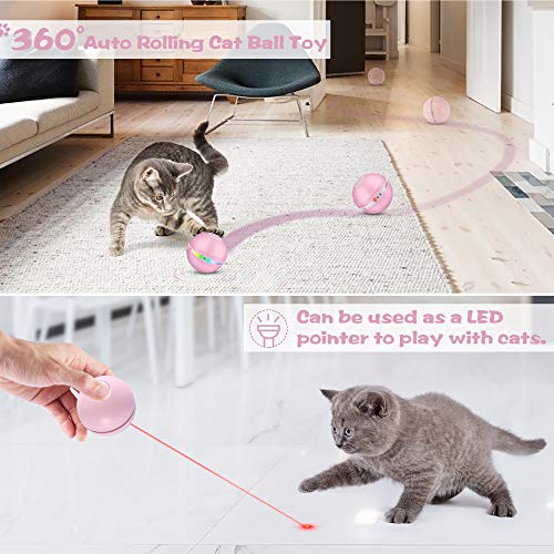 Bola De Gato Juguetes Para Gatos Interactivos, Juguetes Para Gatos Pelotas Eléctrica Pelotas Para Gatos, Juguete Interactivo Pelota Con Luz Led Para Gatos, 360 Grados Automática Giratoria, Carga Usb