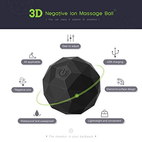 Bola de Masaje, 2-Speed Fitness Yoga Pilates Physical Therapy Massage Roller to Fight Sore Muscles,Washable Negative Ion Vibration Massages ball for Muscle Recovery,Myofascial Release Bola de Masaje, 2-Speed Fitness Yoga Pilates Physical Therapy Massage Roller to Fight Sore Muscles,Washable Negative Ion Vibration Massages ball for Muscle Recovery,Myofascial Release