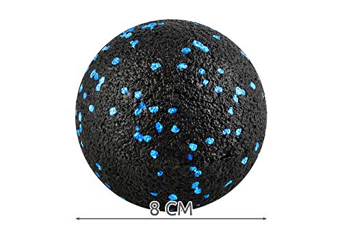 Bola Masaje 8cm Fascia Ball en movimiento de para fisioterapia para la relajación muscular Rehabilitación Adultos y Niños Negro-Azul 7865