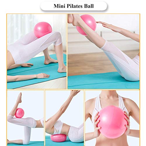 Bola YogaEjercicio,Pilates Pelota Equilibrio,Mini Balón Ejercicio Anti explosión 25cm,para Gimnasio, Yoga, Masaje y Pilates en Casa (Rosado)