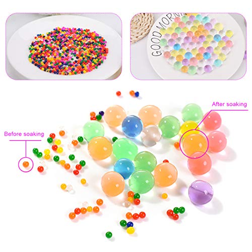 Bolas de Gel de Agua Colores, 50,000pcs Perlas Gel Decoración, Water Balls, Bolas Hidrogel para Plantas Flores Mezclados Cristalino Hidrogel Bolas de Agua Gelatina para El llenador del Florero