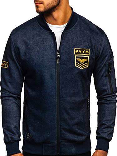 BOLF Hombre Sudadera con Capucha Cierre de Cremallera Cuello Alto Estilo Deportivo T&C Star 2084 Azul Oscuro M [1A1]