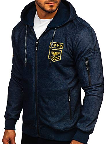 BOLF Hombre Sudadera con Capucha Cierre de Cremallera Cuello Alto Estilo Deportivo T&C Star 2084 Azul Oscuro M [1A1]