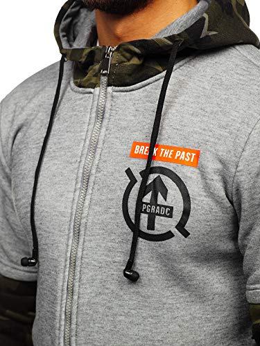 BOLF Hombre Sudadera con Capucha Cierre de Cremallera Dise?o Camuflaje Estilo Deportivo Red Fireball HY610 Gris L [1A1]