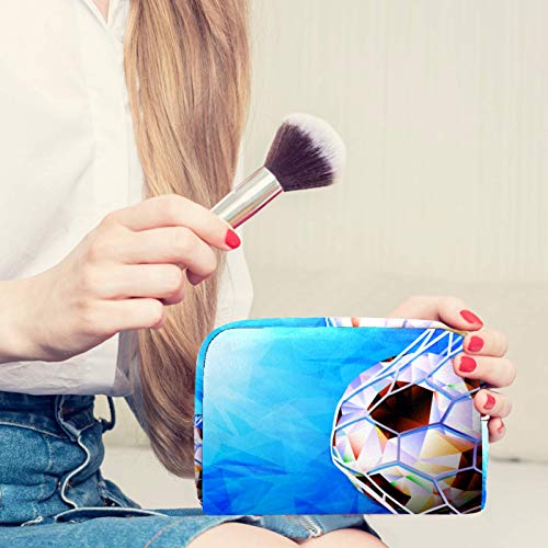 Bolsa cosmética para mujer, pelota de fútbol con bandera de Rusia, bolsas de maquillaje accesorios organizador regalos