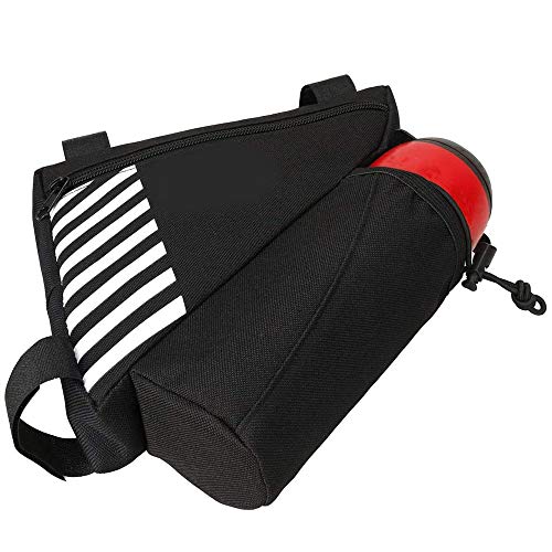 Bolsa Cuadro Triángulo de Bicicleta, Bolsa Tubo Cuadro Bicicleta MTB, Durable Poliéster Bolsa de Cuadro de Bicicleta con Bolsillo para Botella de Agua para Bicicleta, Estudiante, Mujer (Negro)