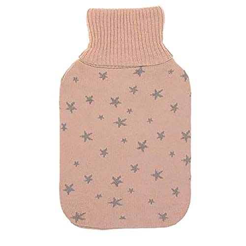 Bolsa de Agua Caliente de Goma, con Funda con Diseño de Estrellas, Moderno 16x4x17cm 2L - Hogar y Más - Rosa