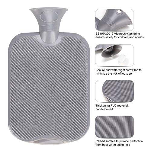 Bolsa de Agua Caliente, Gifort Botellas de Agua Caliente con Suave Felpa Funda 2L Hot Water Bottle, No hay fugas, Para Mantener el Agua Calient, Perfecto para Noches Frías de Invierno