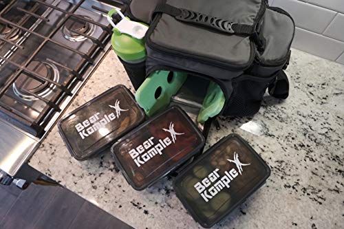 Bolsa de almuerzo aislada para preparación de comidas: grande con 6 compartimentos, con 3 recipientes para comida preparada para llevar, paquete de hielo y correa resistente Bolsa de almuerzo aislada para preparación de comidas: grande con 6 compartimentos, con 3 recipientes para comida preparada para llevar, paquete de hielo y correa resistente