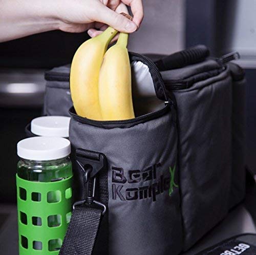 Bolsa de almuerzo aislada para preparación de comidas: grande con 6 compartimentos, con 3 recipientes para comida preparada para llevar, paquete de hielo y correa resistente Bolsa de almuerzo aislada para preparación de comidas: grande con 6 compartimentos, con 3 recipientes para comida preparada para llevar, paquete de hielo y correa resistente