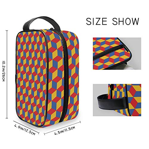 Bolsa de Aseo con diseño geométrico Cuadrado, Bolsa de Viaje para cosméticos, Bolsa de Maquillaje portátil, Bolsa de Almacenamiento multifunción, Bolsa de Lona para Mujeres y niñas Bolsa de Aseo con diseño geométrico Cuadrado, Bolsa de Viaje para cosméticos, Bolsa de Maquillaje portátil, Bolsa de Almacenamiento multifunción, Bolsa de Lona para Mujeres y niñas
