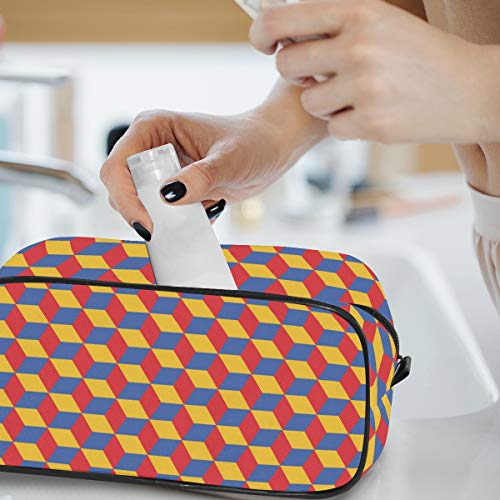 Bolsa de Aseo con diseño geométrico Cuadrado, Bolsa de Viaje para cosméticos, Bolsa de Maquillaje portátil, Bolsa de Almacenamiento multifunción, Bolsa de Lona para Mujeres y niñas