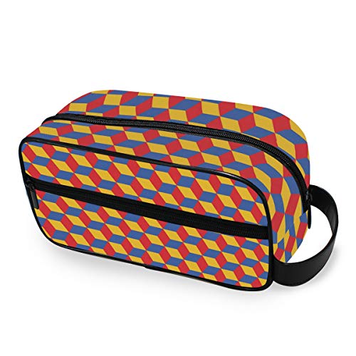 Bolsa de Aseo con diseño geométrico Cuadrado, Bolsa de Viaje para cosméticos, Bolsa de Maquillaje portátil, Bolsa de Almacenamiento multifunción, Bolsa de Lona para Mujeres y niñas Bolsa de Aseo con diseño geométrico Cuadrado, Bolsa de Viaje para cosméticos, Bolsa de Maquillaje portátil, Bolsa de Almacenamiento multifunción, Bolsa de Lona para Mujeres y niñas