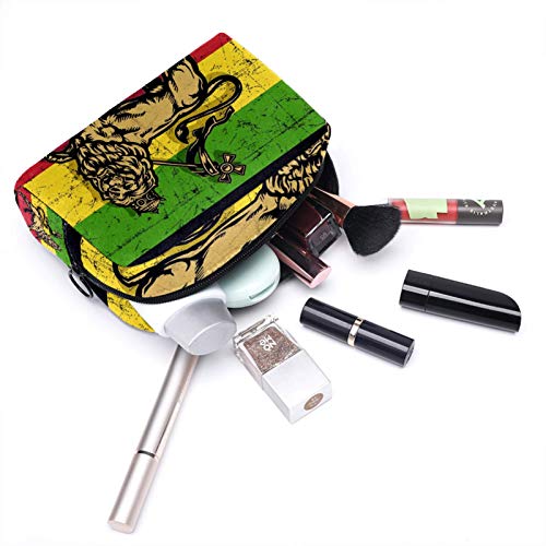 Bolsa de cosméticos para mujer, bolsa de maquillaje grande (18,5 x 7,5 x 13 cm), diseño de la bandera del león de Judá, bolsa organizadora de cosméticos, bolsa de embrague de PVC, bolsa de cosméticos