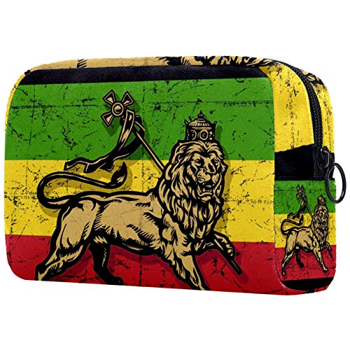 Bolsa de cosméticos para mujer, bolsa de maquillaje grande (18,5 x 7,5 x 13 cm), diseño de la bandera del león de Judá, bolsa organizadora de cosméticos, bolsa de embrague de PVC, bolsa de cosméticos