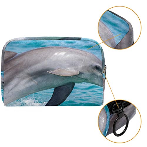 Bolsa de cosméticos para mujer, delfines saltando, bolsas de maquillaje, accesorios organizador de regalos Bolsa de cosméticos para mujer, delfines saltando, bolsas de maquillaje, accesorios organizador de regalos