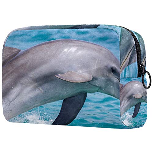 Bolsa de cosméticos para mujer, delfines saltando, bolsas de maquillaje, accesorios organizador de regalos Bolsa de cosméticos para mujer, delfines saltando, bolsas de maquillaje, accesorios organizador de regalos