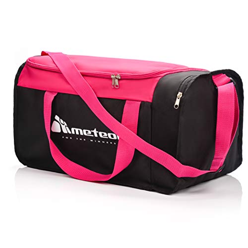 Bolsa de Deporte Gimnasio Fitness Viaje Vacaciones Deportiva - Bolso Universal con Bandolera - Bolsa plegada Ideal para jóvenes y Adultos, Hombre y Mujer 20L y 40L (Rosa/Negro, 20 L)