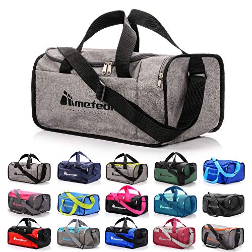 Bolsa de Deporte Gimnasio Fitness Viaje Vacaciones Deportiva - Bolso Universal con Bandolera - Bolsa plegada Ideal para jóvenes y Adultos, Hombre y Mujer 20L y 40L (Gris/Negro, 20 L)