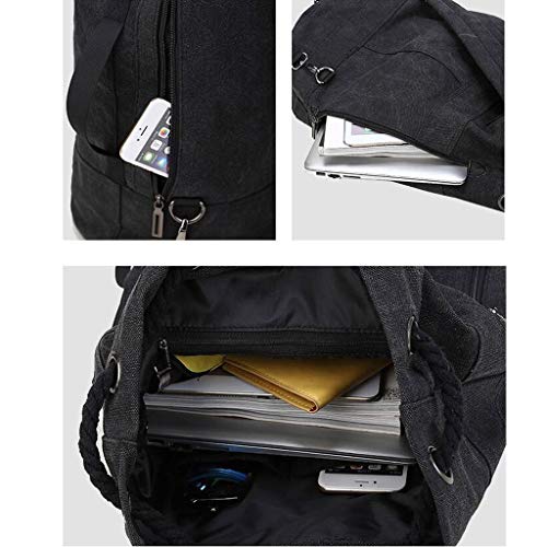 Bolsa de deporte Lona Hombros Negros Cordón Viga Bucket Mochila de Entrenamiento Al Aire Libre Gimnasio Viaje Masculino 26 * 26 * 49 cm MUMUJIN