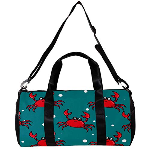 Bolsa de deporte redonda para gimnasio con correa de hombro desmontable, diseño de carbohidratos rojos, color azul, bolsa de entrenamiento para mujeres y hombres