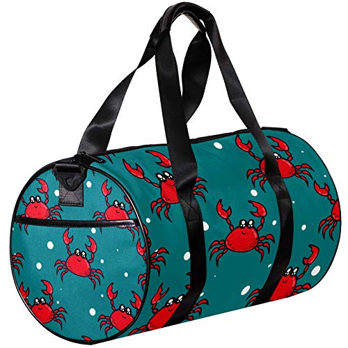 Bolsa de deporte redonda para gimnasio con correa de hombro desmontable, diseño de carbohidratos rojos, color azul, bolsa de entrenamiento para mujeres y hombres