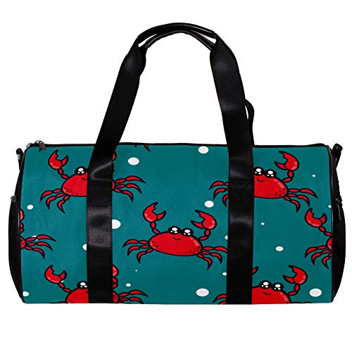 Bolsa de deporte redonda para gimnasio con correa de hombro desmontable, diseño de carbohidratos rojos, color azul, bolsa de entrenamiento para mujeres y hombres