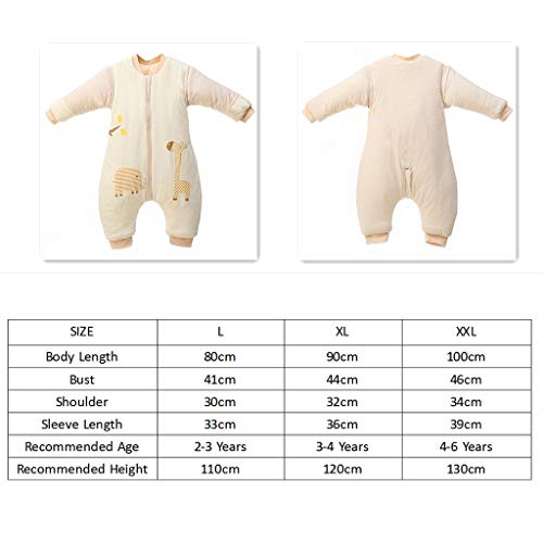 Bolsa de Dormir de Bebé de Mangas Largas,Invierno Sacos de Dormir para Bebé Niños Niñas 3.5 Tog XL