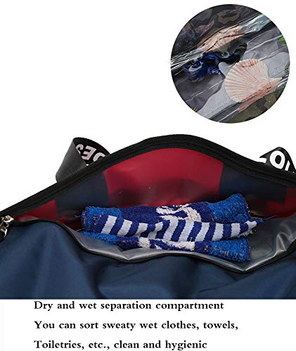 Bolsa de ejercicios para mujeres Sportsmessenger Gym Bag Yoga Sala de entrenamiento de natación Separación húmeda y seca Bolsas de viaje de corta distancia-black