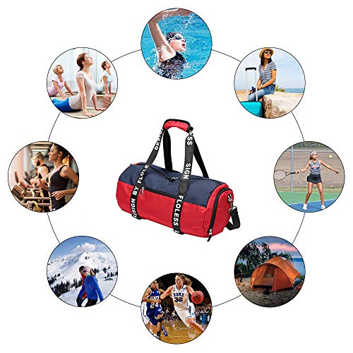 Bolsa de ejercicios para mujeres Sportsmessenger Gym Bag Yoga Sala de entrenamiento de natación Separación húmeda y seca Bolsas de viaje de corta distancia-black