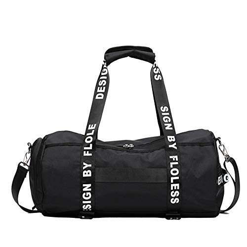 Bolsa de ejercicios para mujeres Sportsmessenger Gym Bag Yoga Sala de entrenamiento de natación Separación húmeda y seca Bolsas de viaje de corta distancia-black