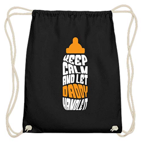 Bolsa de gimnasio de algodón con texto en inglés "Keep Calm And Let Daddy Handle It", color Negro, talla 37cm-46cm