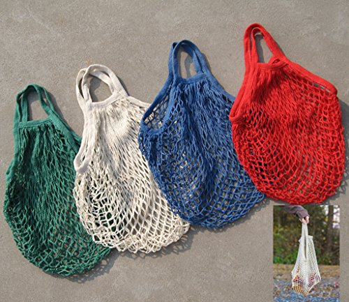 Bolsa de la compra, bolsa de red, saco para patatas, de algodón orgánico, varios colores, rojo, talla única