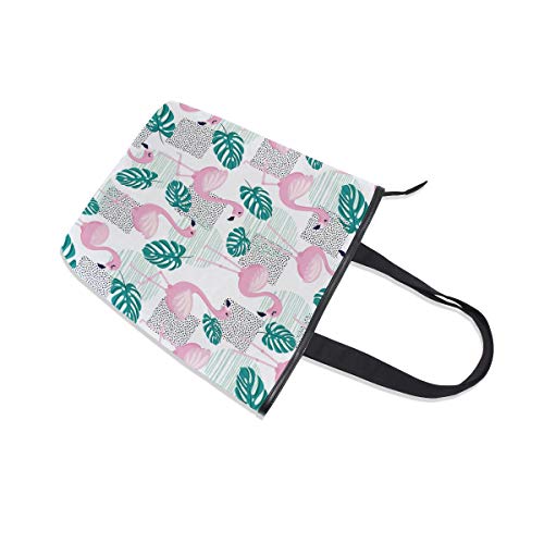 Bolsa de Lona con diseño de Flamenco de Hojas de Palma, para Mujer, para la Escuela, el Trabajo, el Gimnasio, Uso Diario Bolsa de Lona con diseño de Flamenco de Hojas de Palma, para Mujer, para la Escuela, el Trabajo, el Gimnasio, Uso Diario