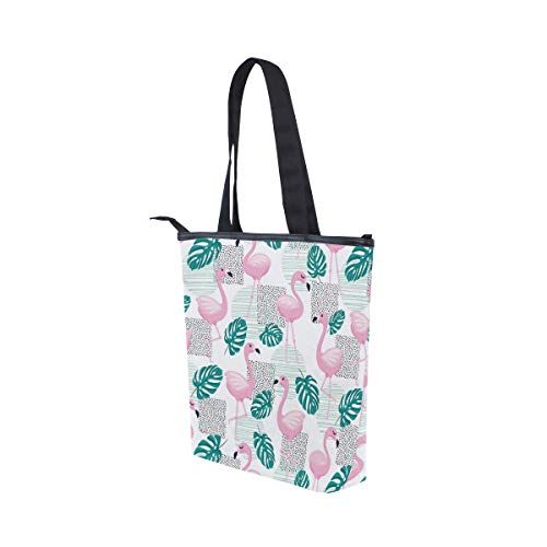 Bolsa de Lona con diseño de Flamenco de Hojas de Palma, para Mujer, para la Escuela, el Trabajo, el Gimnasio, Uso Diario Bolsa de Lona con diseño de Flamenco de Hojas de Palma, para Mujer, para la Escuela, el Trabajo, el Gimnasio, Uso Diario