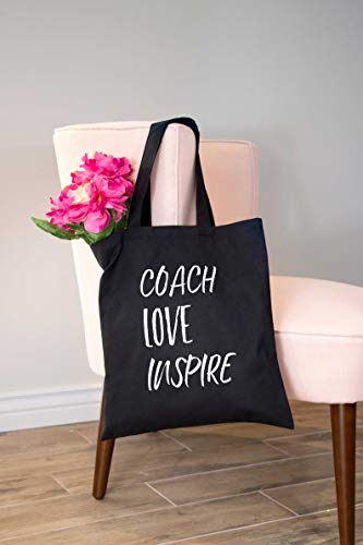 Bolsa de mano con texto en inglés"Coach Love Inspire Tot", regalo de entrenador para ella, regalo de entrenador inspirador regalo de agradecimiento para entrenador