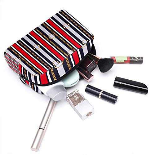 Bolsa de maquillaje personalizada para brochas de maquillaje portátil para mujer, bolso de mano, organizador de viaje, cinturón de cadena a rayas Bolsa de maquillaje personalizada para brochas de maquillaje portátil para mujer, bolso de mano, organizador de viaje, cinturón de cadena a rayas