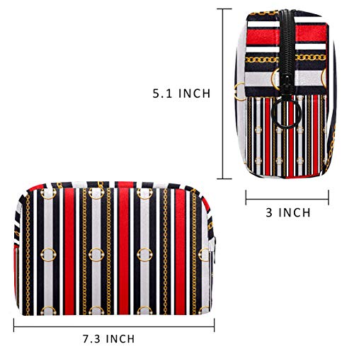 Bolsa de maquillaje personalizada para brochas de maquillaje portátil para mujer, bolso de mano, organizador de viaje, cinturón de cadena a rayas Bolsa de maquillaje personalizada para brochas de maquillaje portátil para mujer, bolso de mano, organizador de viaje, cinturón de cadena a rayas