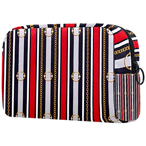 Bolsa de maquillaje personalizada para brochas de maquillaje portátil para mujer, bolso de mano, organizador de viaje, cinturón de cadena a rayas Bolsa de maquillaje personalizada para brochas de maquillaje portátil para mujer, bolso de mano, organizador de viaje, cinturón de cadena a rayas