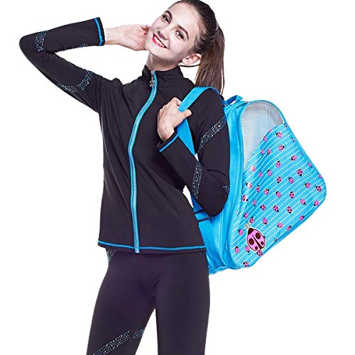 Bolsa de patinaje sobre hielo, bolsa para patines en línea, para mujer, para patinaje artístico, hockey, patinaje, patinaje sobre hielo, mochila para niñas y niños (azul)