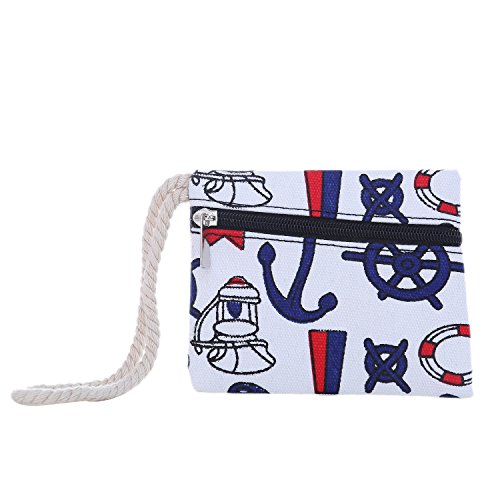 Bolsa de Playa Grande con Cremallera 58 x 38 x 18 cm diseño marítimo Barco Blanco Azul Rojo Shopper Bolsa de Hombro Estilo de yate (Yacht Style)