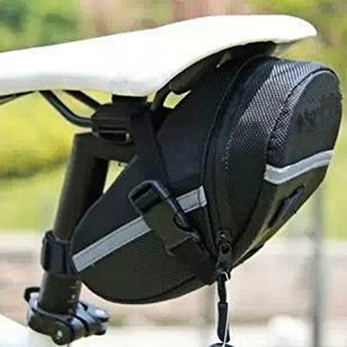 Bolsa de silla de bicicleta portátil bicicleta de poliéster bolsa de asiento de bicicleta Carcasa para montar Biking Travel Negro